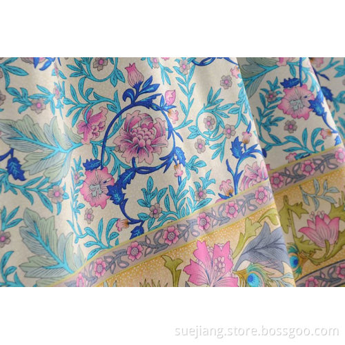 Printing Loose Casual Long Sleeve Dress With Bow
